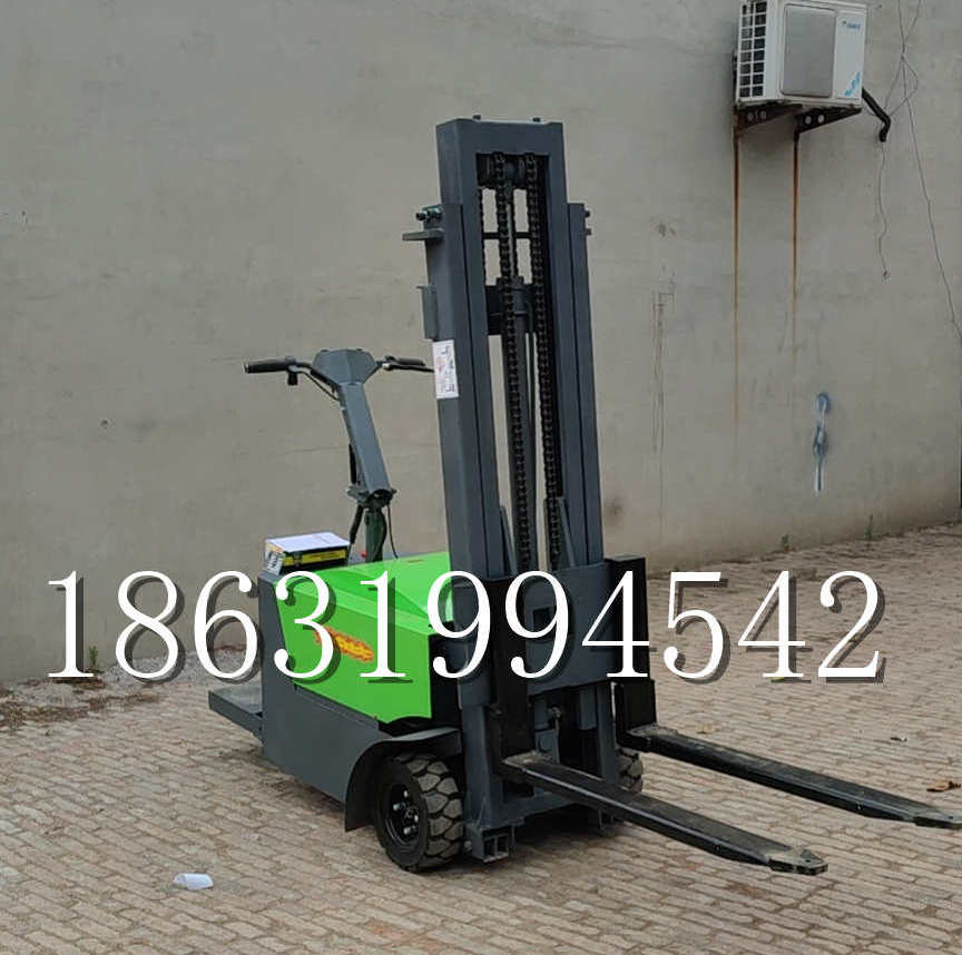 图们市优程全电动叉车插腿式堆高车液压装卸车1.5吨升高小型站驾式铲车